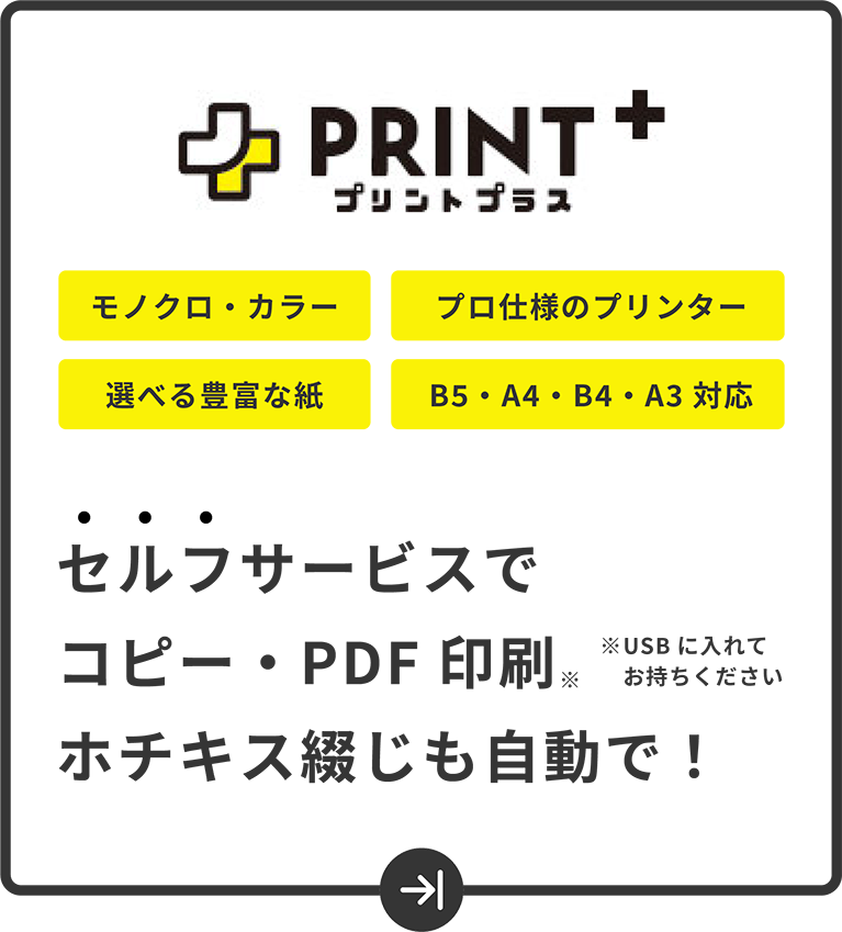 プロ仕様の機械を使って印刷できるセルフサービス「プリントプラス」